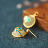 925 Silver Hetian Jade Agate Cloud Earrings for Women
