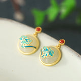 925 Silver Hetian Jade Agate Cloud Earrings for Women