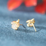 ZFSILVER S925 Silver Hetian Jade South Red Agate Insect Ladybug Earrings
