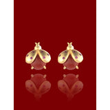 ZFSILVER S925 Silver Hetian Jade South Red Agate Insect Ladybug Earrings
