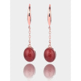 ZFSILVER S925 Silver Red Agate Egg Dangle Earrings