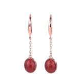 ZFSILVER S925 Silver Red Agate Egg Dangle Earrings