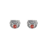 Thai Silver Moon Red Agate Happy Earrings