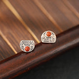 Thai Silver Moon Red Agate Happy Earrings