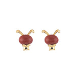 ZFSILVER S925 Silver Hetian Jade South Red Agate Long Ear Rabbit Earrings