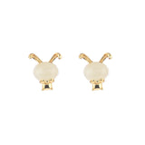 ZFSILVER S925 Silver Hetian Jade South Red Agate Long Ear Rabbit Earrings