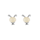 ZFSILVER S925 Silver Hetian Jade South Red Agate Long Ear Rabbit Earrings