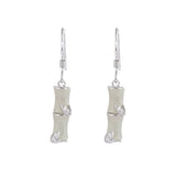 ZFSILVER S925 Silver Round Hetian Jade South Red Agate Opal Bamboo Earrings