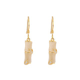ZFSILVER S925 Silver Round Hetian Jade South Red Agate Opal Bamboo Earrings