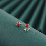 925 Silver Red Agate Deer Earrings for Women