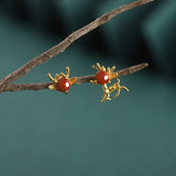 925 Silver Red Agate Deer Earrings for Women