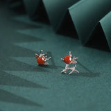 925 Silver Red Agate Deer Earrings for Women