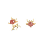 925 Silver Red Agate Deer Earrings for Women