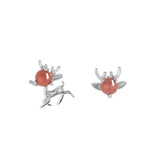 925 Silver Red Agate Deer Earrings for Women
