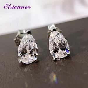 925 Silver Pear Cut Moissanite Citrine Stud Earrings