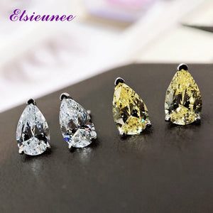 925 Silver Pear Cut Moissanite Citrine Stud Earrings