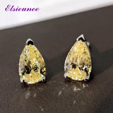 925 Silver Pear Cut Moissanite Citrine Stud Earrings