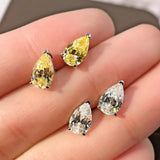 925 Silver Pear Cut Moissanite Citrine Stud Earrings