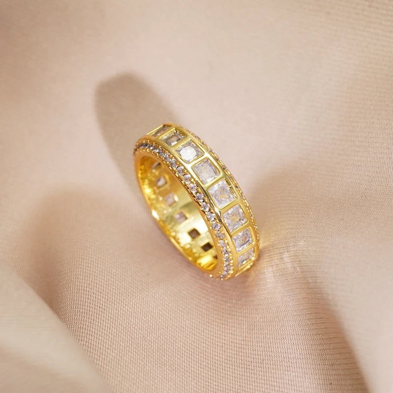 Vintage Gold/Silver Finger Rings for Women Men Eternity Couple Rings