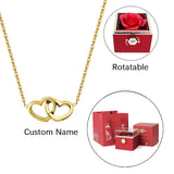 Eternal Rose Box - Engraved Necklace & Real Rose Flower Heart