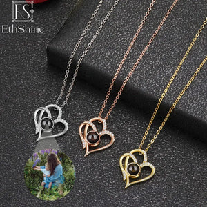 925 Silver Photo Necklace Heart Pendant Memorial Gift For Women