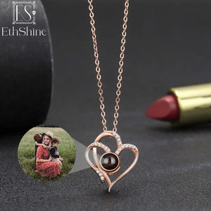 925 Silver Photo Necklace Heart Pendant Memorial Gift For Women