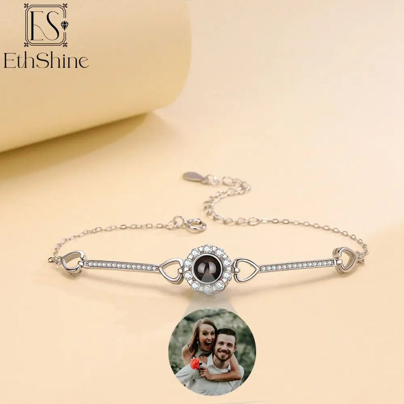 ETHSHINE 925 Silver Personalized Photo Bracelet Pendant