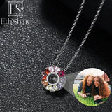 925 Silver Photo Projection Necklace Family Pendant