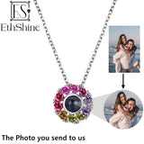 925 Silver Photo Projection Necklace Family Pendant