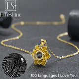 ETHSHINE 925 Sterling Silver Projection Necklace Flower Photo Necklace