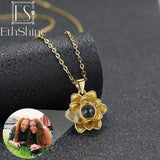 ETHSHINE 925 Sterling Silver Projection Necklace Flower Photo Necklace