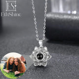 ETHSHINE 925 Sterling Silver Projection Necklace Flower Photo Necklace