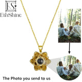 ETHSHINE 925 Sterling Silver Projection Necklace Flower Photo Necklace
