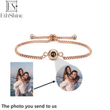 Personalized Circle Photo Bracelet for Couples