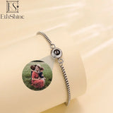 Personalized Circle Photo Bracelet for Couples