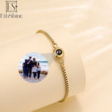 Personalized Circle Photo Bracelet for Couples