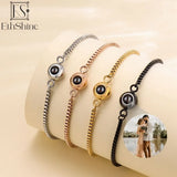 Personalized Circle Photo Bracelet for Couples