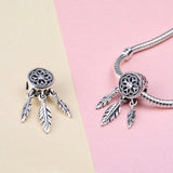 925 Silver Dream Catcher Feather Charms for Bracelets Necklaces CYZ062