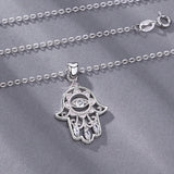 925 Sterling Silver Hamsa Hand Pendant Necklace Good Luck Charm