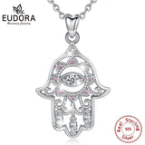 925 Sterling Silver Hamsa Hand Pendant Necklace Good Luck Charm