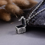 925 Sterling Silver Ashes Memorial Box Pendant Necklace D394