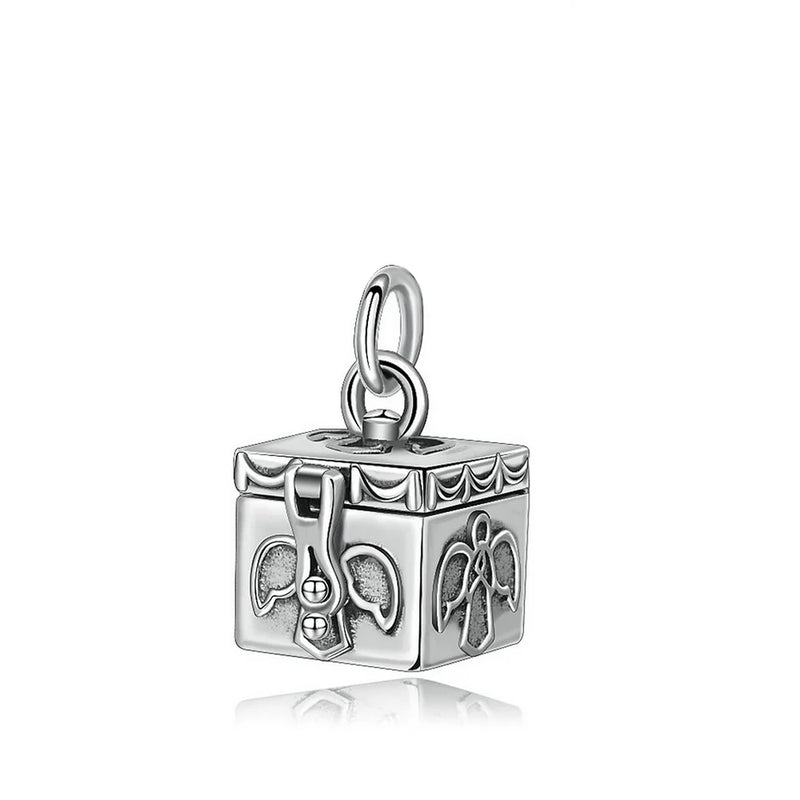925 Sterling Silver Ashes Memorial Box Pendant Necklace D394