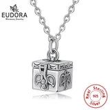 925 Sterling Silver Ashes Memorial Box Pendant Necklace D394