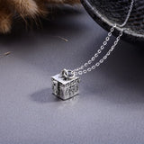 925 Sterling Silver Ashes Memorial Box Pendant Necklace D394