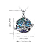 925 Silver Astronaut Necklace Moon Planet Abalone Women Gift