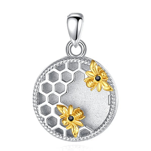 925 Silver Bee Honeycomb Photo Frame Locket Necklace Memorial Jewelry