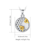 925 Silver Bee Honeycomb Photo Frame Locket Necklace Memorial Jewelry