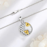 925 Silver Bee Honeycomb Photo Frame Locket Necklace Memorial Jewelry