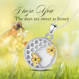 925 Silver Bee Honeycomb Photo Frame Locket Necklace Memorial Jewelry
