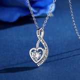 925 Silver CZ Heart Pendant Necklace for Wife D352